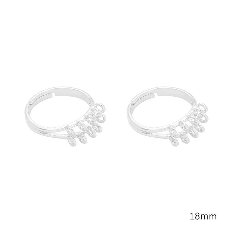 Generic 14K Copper Clap Hanging Plating Color Patch Ring Bracket Simple Ins Wind Ring Semi-finished Handmade Ring diy Material silver double-layer multi-ring ring