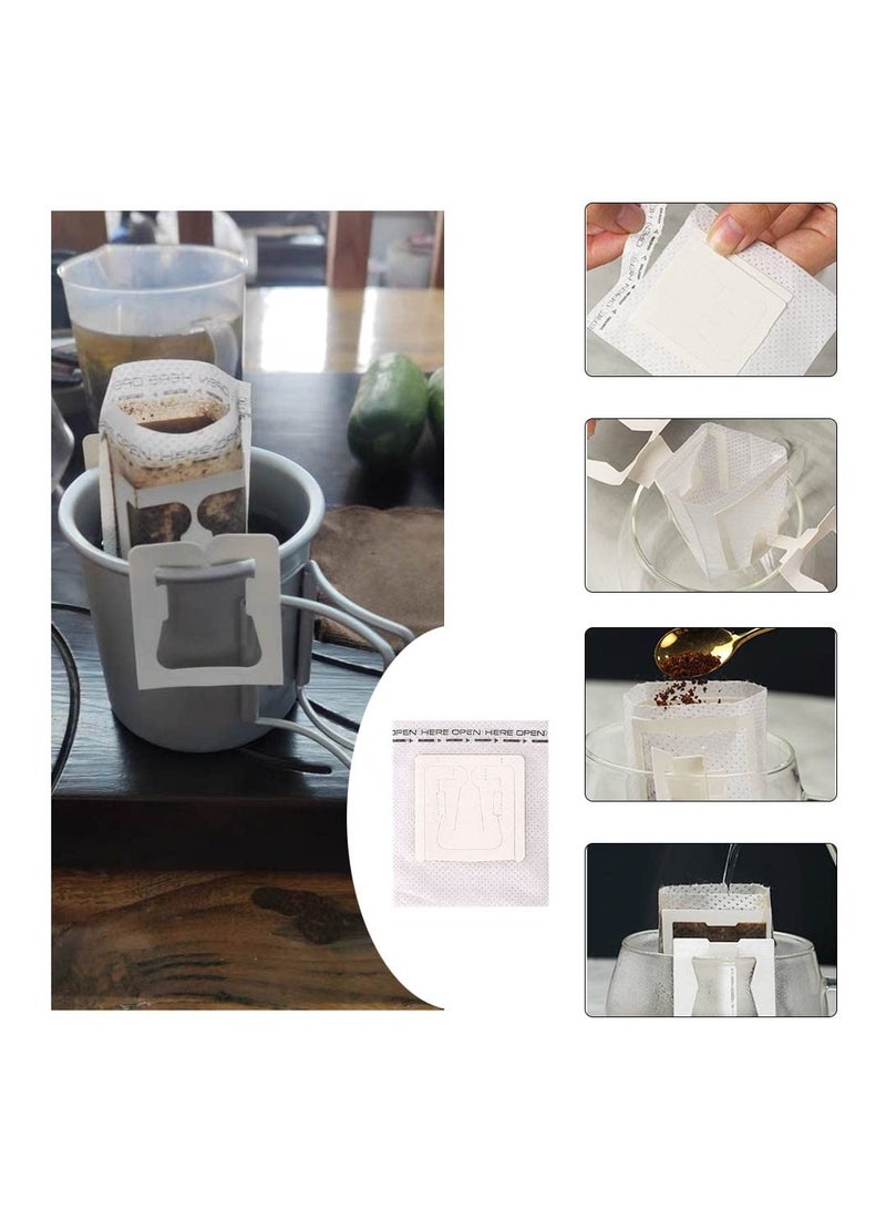 SYOSI 100 Pcs Portable Coffee Filter Paper Bags Disposable Drip Coffee Filter Bags with Hanging Ear Leaf Tea Strainers for Home Camping Office Cafe Travel  - Image 4