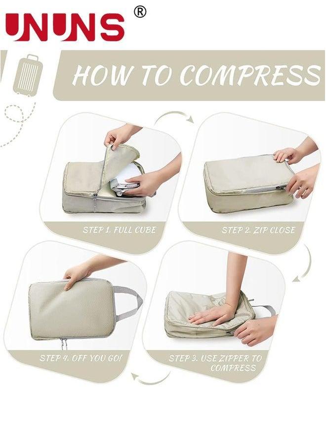 UNUNS Packing Cube Set,7Pcs Compression Cubes For Suitcases,Lightweight Bags Organizer Luggage,Beige - Image 3