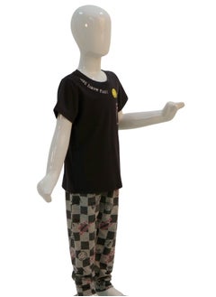 JOANNA JOANNA Boy's Just Have Fun Print Short Sleeve Shirt & Long Pants Pajama Set, Black  - Image 4