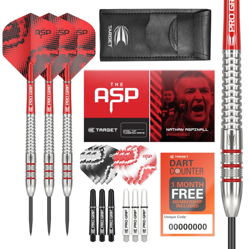 Target Darts Nathan Aspinall 23G Tungsten Steel Tip Darts Set 9 Pro Grip Shafts 9 Pro Ultra Flights Dart Wallet Dart Counter App Coupon Bundle - Image 2