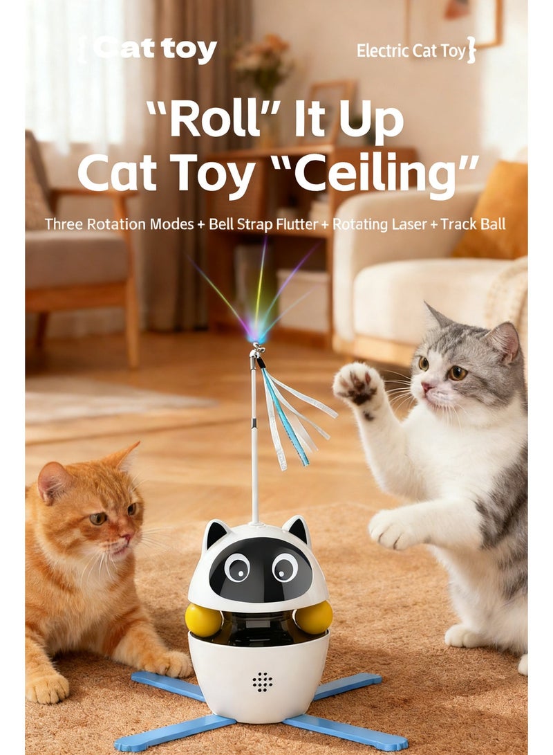 Ding Zap Rotating Interactive Cat Toy Featuring a Flexible Teaser Wand and Detachable Play Balls — Designed to Promote Mental Stimulation, Satisfy Natural Hunting Instincts, and Alleviate Boredom in Indoor Cats. Equipped with a Weighted, Non-Slip Base for Enhanced Stability; Suitable for Cats of All Sizes. - Image 1