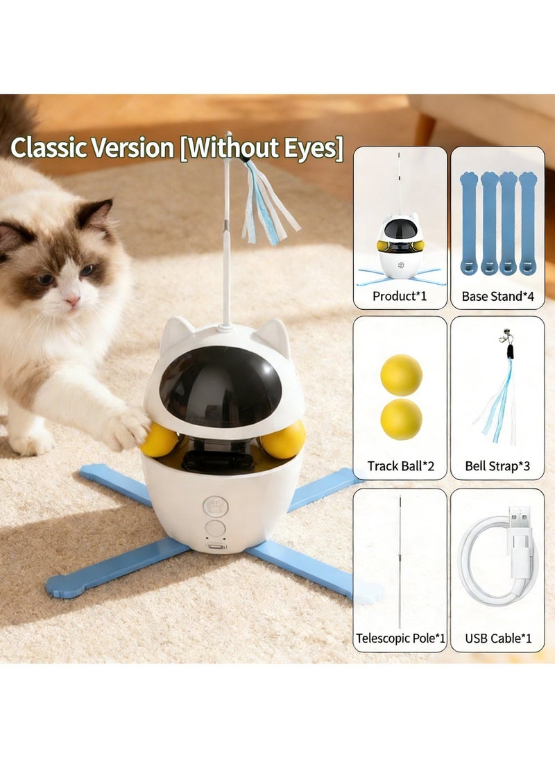 Ding Zap Rotating Interactive Cat Toy Featuring a Flexible Teaser Wand and Detachable Play Balls — Designed to Promote Mental Stimulation, Satisfy Natural Hunting Instincts, and Alleviate Boredom in Indoor Cats. Equipped with a Weighted, Non-Slip Base for Enhanced Stability; Suitable for Cats of All Sizes. - Image 3