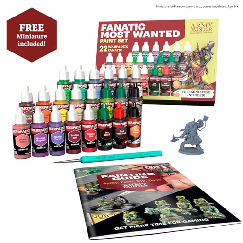 The Army Painter Warpaints Fanatic: Most Wanted Combo Set, 22 x 18ml Acrylic Paint incl. Skin Tones, Metallics, Effects, Wash, Primer, 1 Brush & 1 Miniature - Miniature Paint for D&D & Warhammer - Image 2