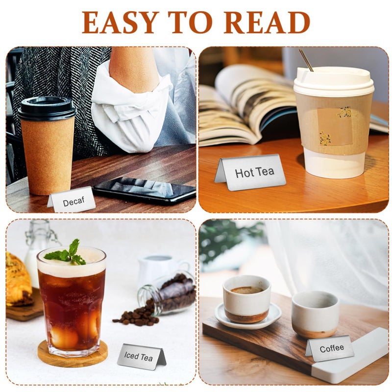 Stainless Steel Coffee Tea Display Labels Set of 5 Waterproof Table Signs for Home Bar Kitchen Buffet - Image 4