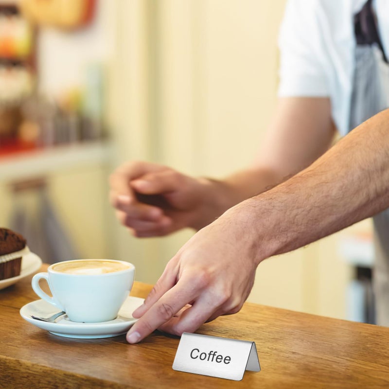 Stainless Steel Coffee Tea Display Labels Set of 5 Waterproof Table Signs for Home Bar Kitchen Buffet - Image 3
