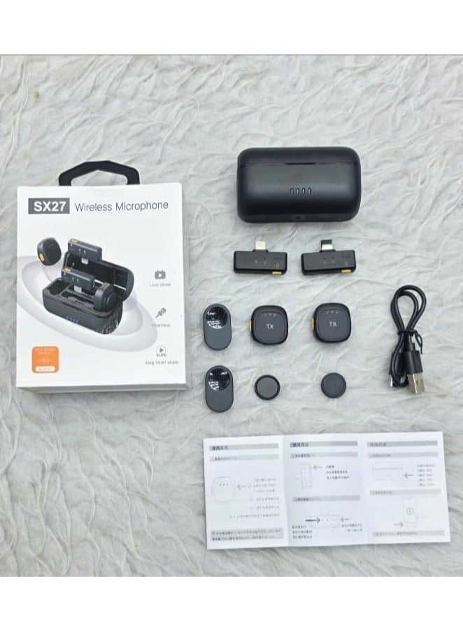 SX27 Magnetic Lavalier Microphone Wireless Interview Live Broadcast Noise Reduction Audio Video Recording Clip Mic for Video Recording, Vlogging YouTube Interview TikTok for android iPhone iPad Type C - Image 1