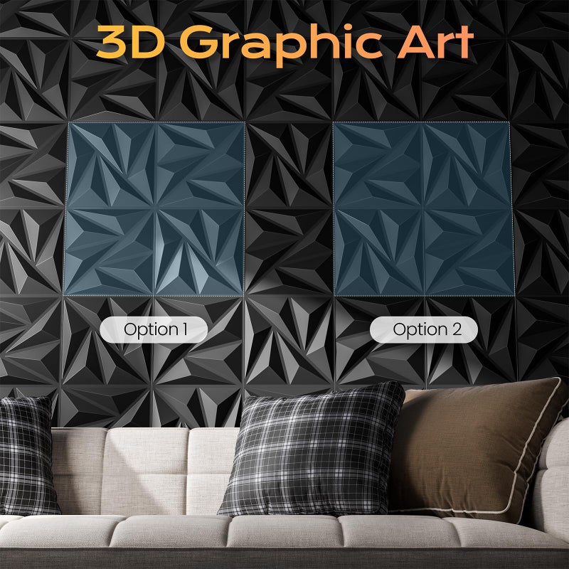 Sonicism Wall Panels Upgrade 16 Pack,0.7â€x11.8â€x11.8â€Pyramid 3D Wall Panels Creative Cutting,PVC Wall Panels for Interior Wall Decor Fire Resistant,Wall Tiles for Various Scenes(Charcoal Black) - Image 4