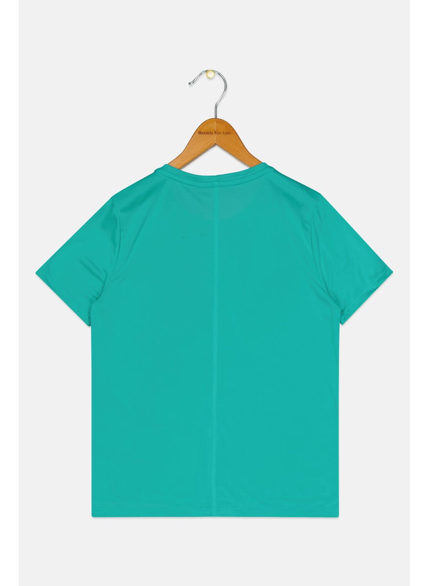 Nike Kids Girl Sportswear Fit Short Sleeves Training T-Shirt, Turquoise  - Image 2