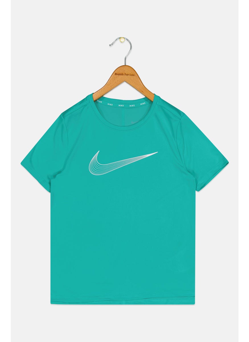 Nike Kids Girl Sportswear Fit Short Sleeves Training T-Shirt, Turquoise  - Image 1