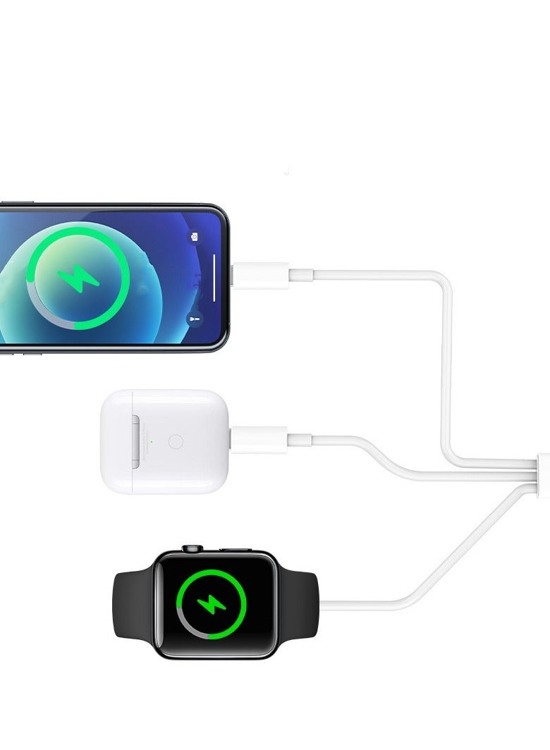 Type C 3-in-1 Fast Charging for iPhone&Watch(1.2m)White，Premium Charger Cable，Smart Watch Magnetic Cable For Watch Series 9 8 7 6 5 4 3 2 1 SE1 SE2 & iPhone 15/14/13/12/11 - Image 2