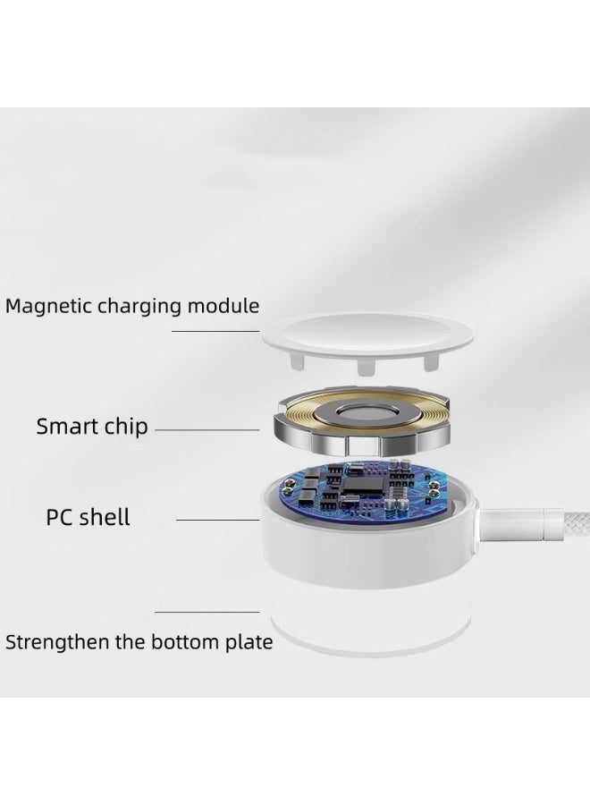 Type C 3-in-1 Fast Charging for iPhone&Watch(1.2m)White，Premium Charger Cable，Smart Watch Magnetic Cable For Watch Series 9 8 7 6 5 4 3 2 1 SE1 SE2 & iPhone 15/14/13/12/11 - Image 3