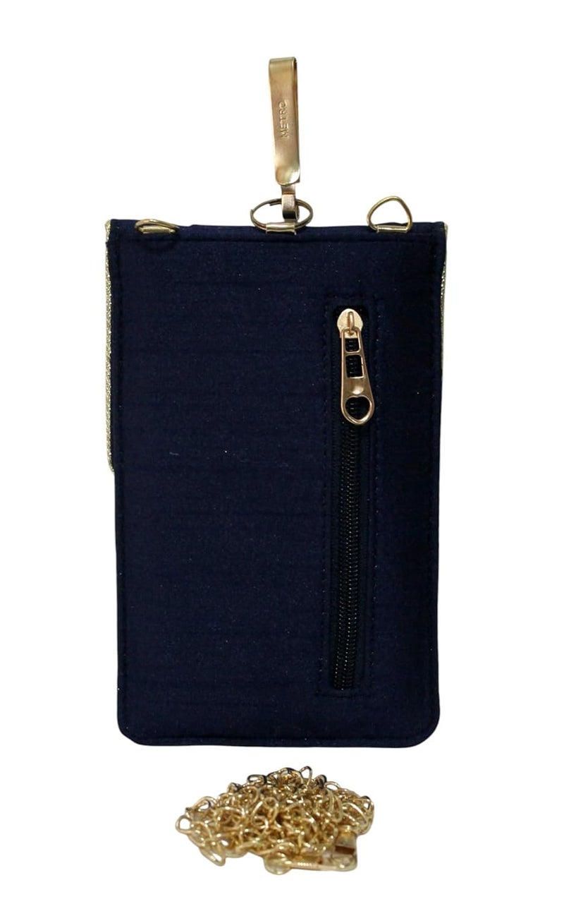 MILAN'S CREATION Exclusive Mobile Pouch Zardozi Hand Embroidery With Waist Clip Hook & Sling Chain (removable) | Ladies Women’s Handbag Wallet Sling Purse | Party Wedding Festival Giveaways Gift | - Image 5