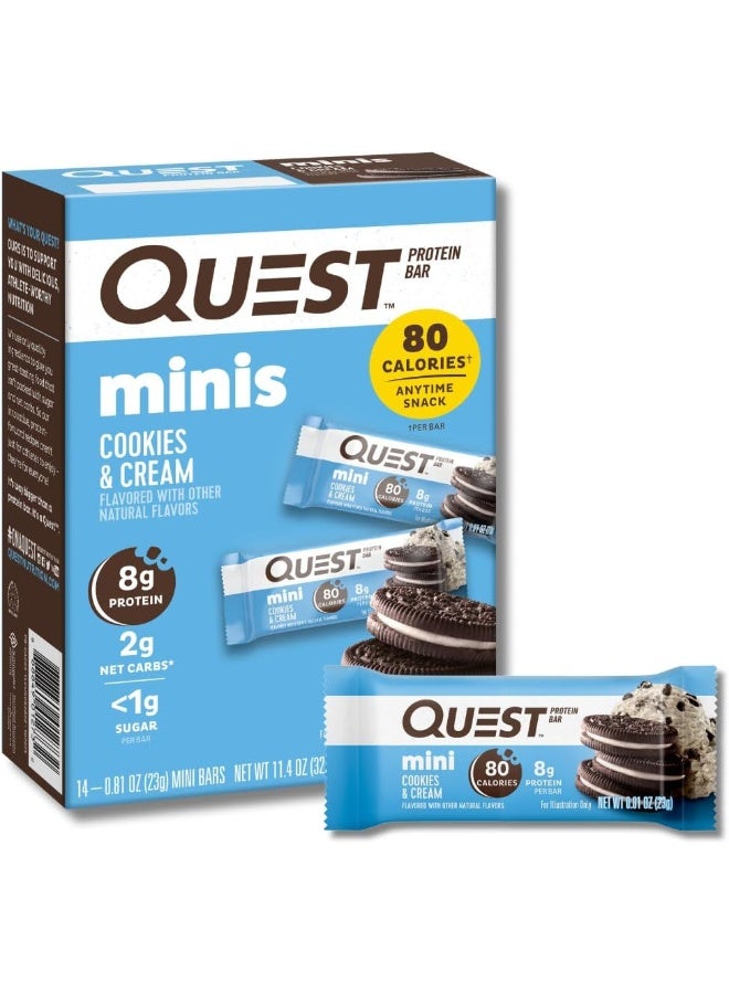 Quest بار بروتين مصغرة بنكهة الكوكيز والكريمة، بروتين عالي، كربوهيدرات منخفضة، مناسب للكيتو، 14 قطعة - Image 1
