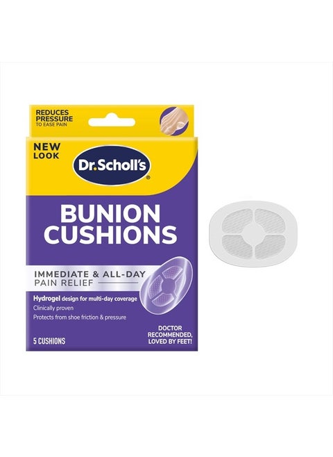 BUNION CUSHION with Hydrogel Technology, 5ct // Cushioning Protection against Shoe Pressure and Friction that Fits Easily In Any Shoe for Immediate and All-Day Pain Relief