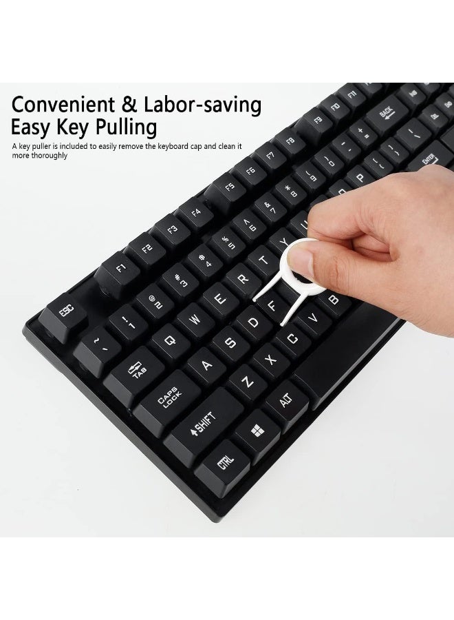 5-in-1 keyboard cleaning brush set, multifunctional soft brush for cleaning the computer, gaps, corners with keycap puller for computers, laptops, and Bluetooth earbuds, white. - Image 3