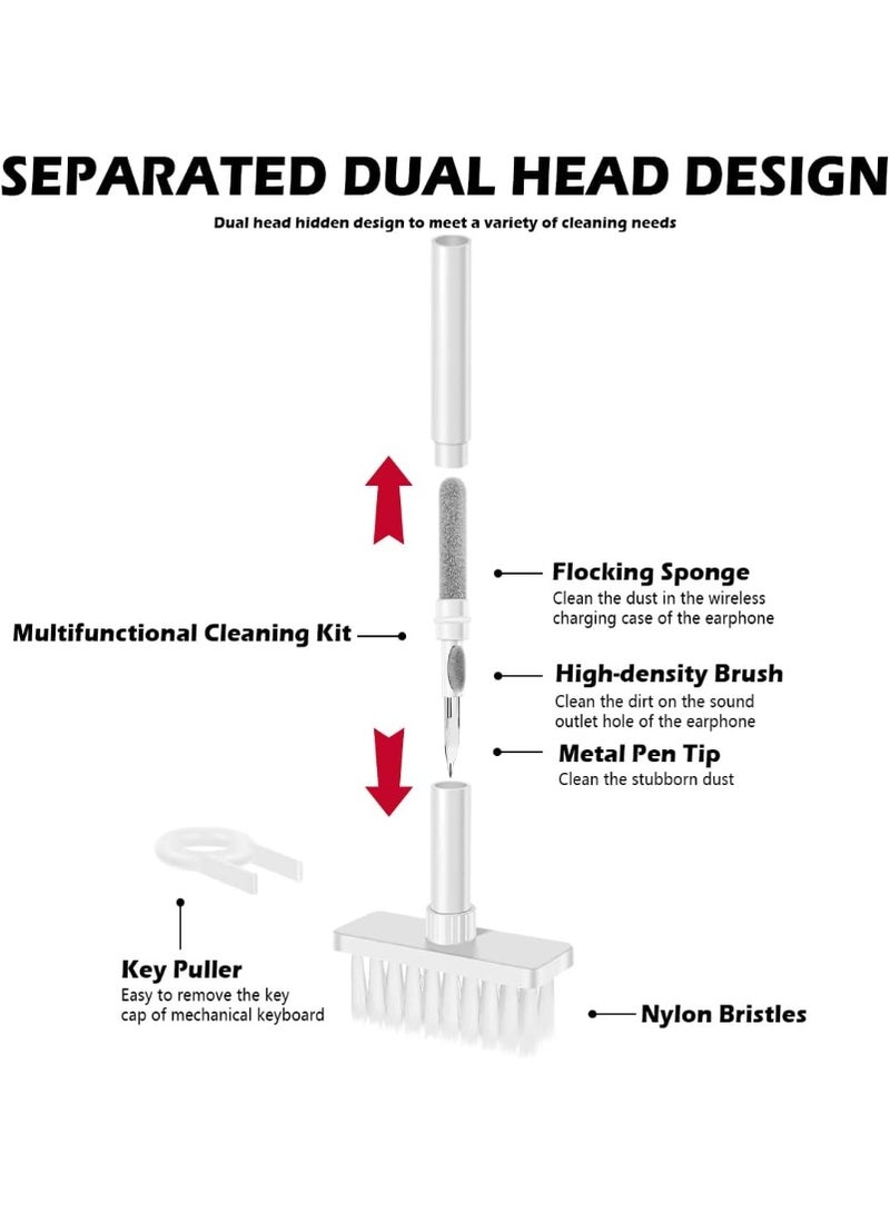 5-in-1 keyboard cleaning brush set, multifunctional soft brush for cleaning the computer, gaps, corners with keycap puller for computers, laptops, and Bluetooth earbuds, white. - Image 2