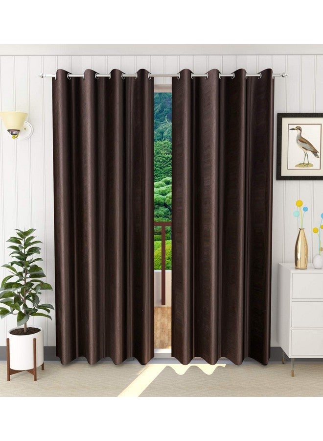 Purav Light Purav Light Polyester Plain Light Filtering Curtains 7 feet for Door Living Room Bedroom, Dark Brown, Set of 2 - Image 1