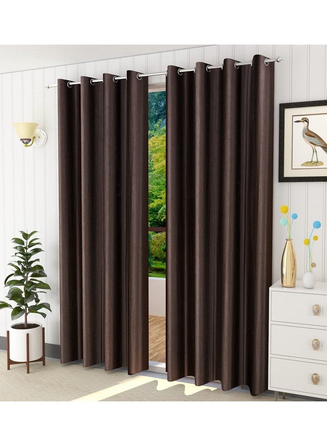 Purav Light Purav Light Polyester Plain Light Filtering Curtains 7 feet for Door Living Room Bedroom, Dark Brown, Set of 2 - Image 3