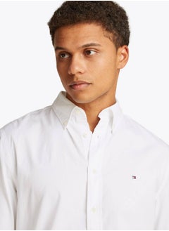 TOMMY HILFIGER Men's Flex Poplin Shirt - Cotton, White  - Image 4