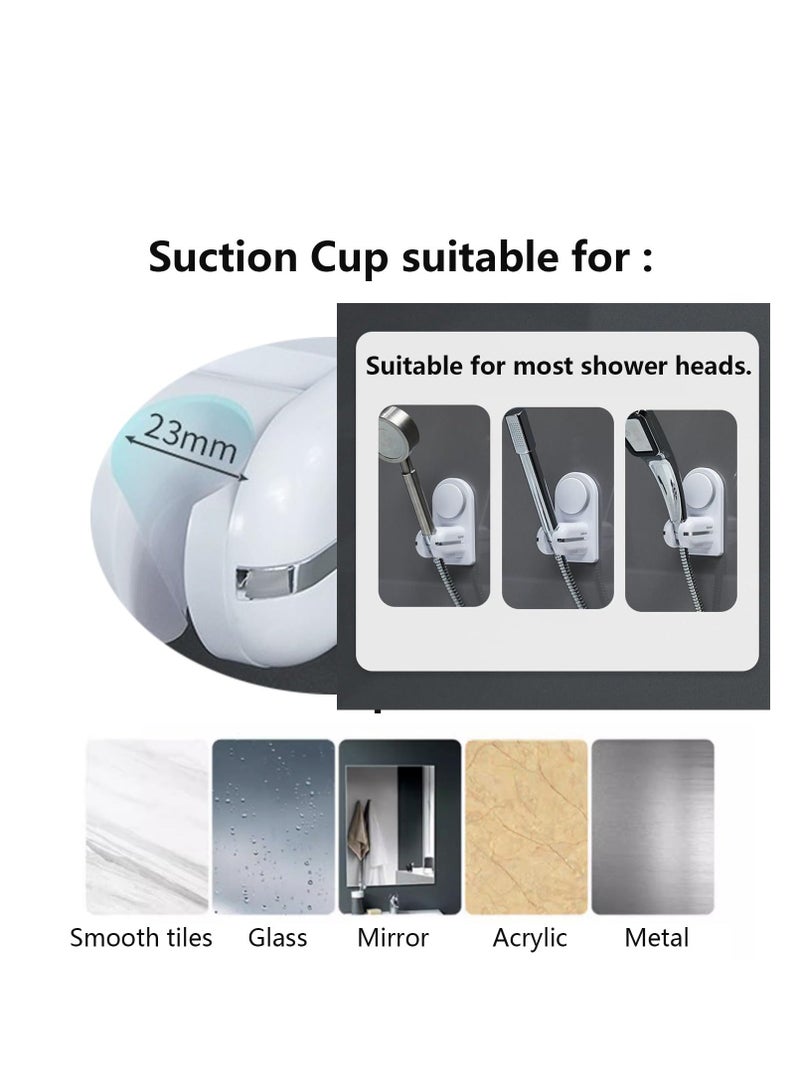 Shower Head Holder, Adjustable Suction Wand Bracket Wall Mount Base, Punch Free, White - Image 2