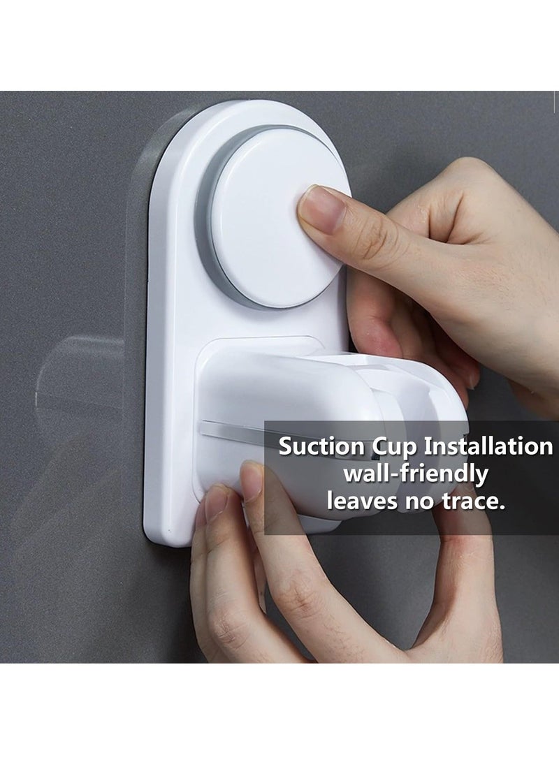 Shower Head Holder, Adjustable Suction Wand Bracket Wall Mount Base, Punch Free, White - Image 5