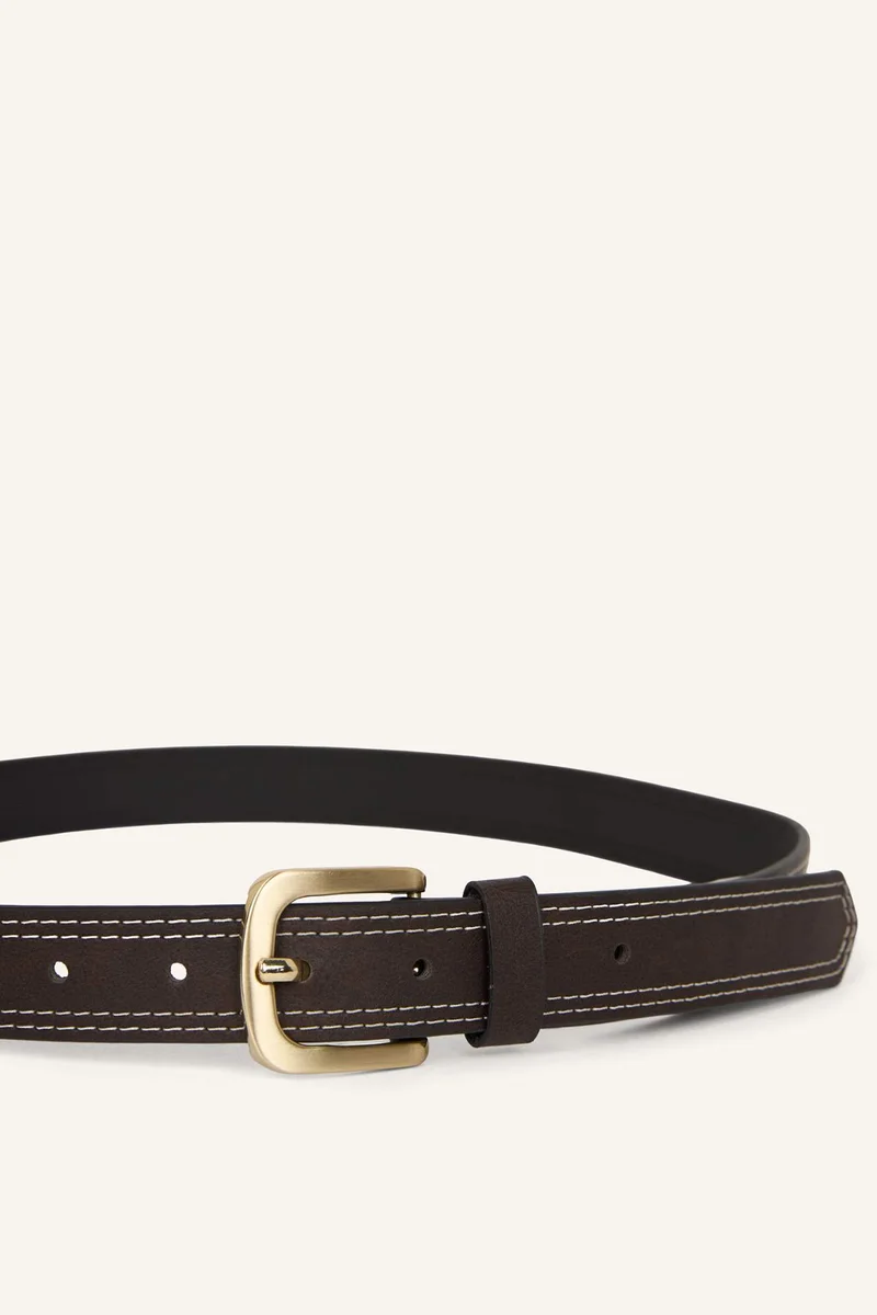 ديفاكتو Woman Rectangular Buckle Faux Leather Casual Belt