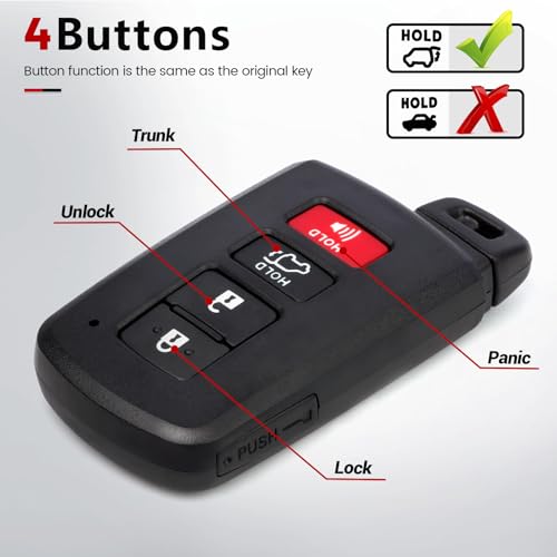 Beefunny Smart Remote Key Fob Replacement for Toyota Highlander 2014 2015 2016 2017 2018 2019 Keyless Entry Car Key Fob 4 Buttons FCC ID:HYQ14FBA Board ID:281451-2110 (1) - Image 5