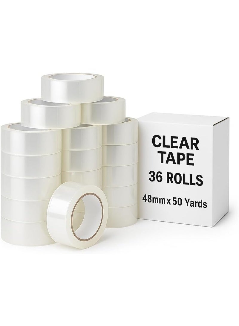 Aoura Grp Clear Packing Tape - 36 Rolls | 48mm x 50 Yards Strong Heavy-Duty Tape for Moving, Box Sealing, Shipping, and Office Use - Image 1