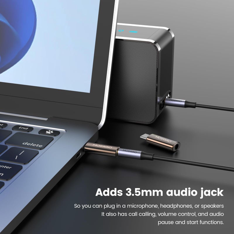 MOSWAG USB C to 3.5mm Audio Headphone Adapter, Typc C to 3.5mm Aux Adapter Zinc Alloy Adapter Compatible with iPhone 17/16/15 Pro Max Samsung GalaxyS25-22 Ultra, Pixel 7/6, iPad Pro - Image 3