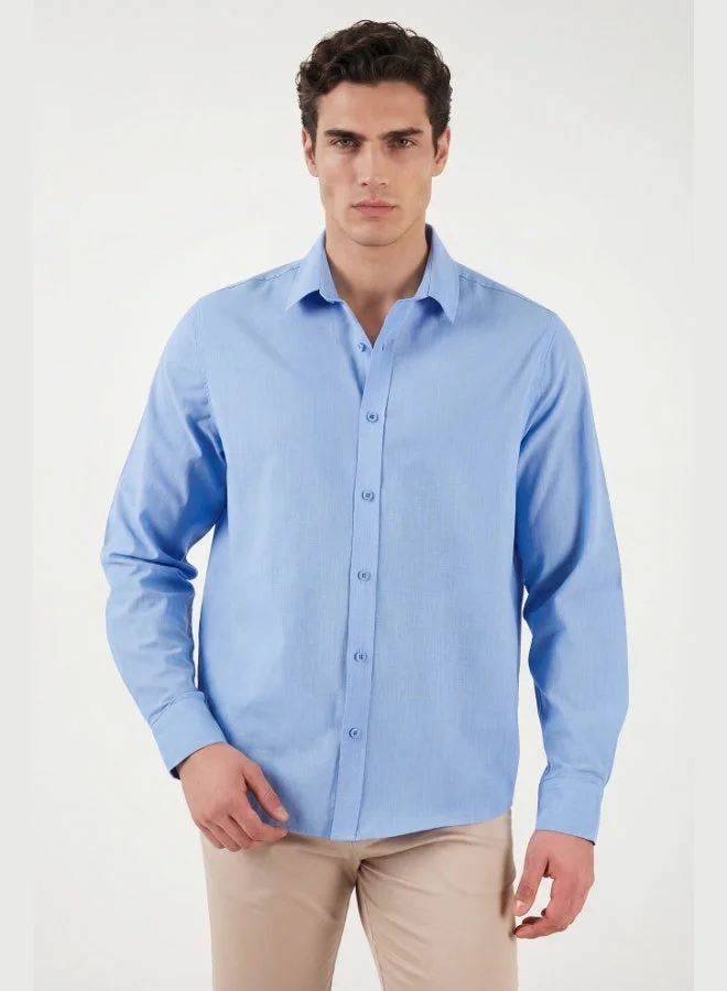 Buratti Cotton and Linen Blend Regular Fit Classic Collar Long Sleeve Shirt Men's SHIRT CF26S1210134