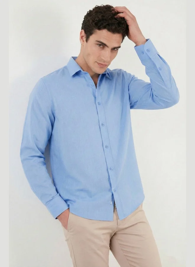 Buratti  Buratti Cotton and Linen Blend Regular Fit Classic Collar Long Sleeve Shirt Men's SHIRT CF26S1210134 for Men | Best Price UAE