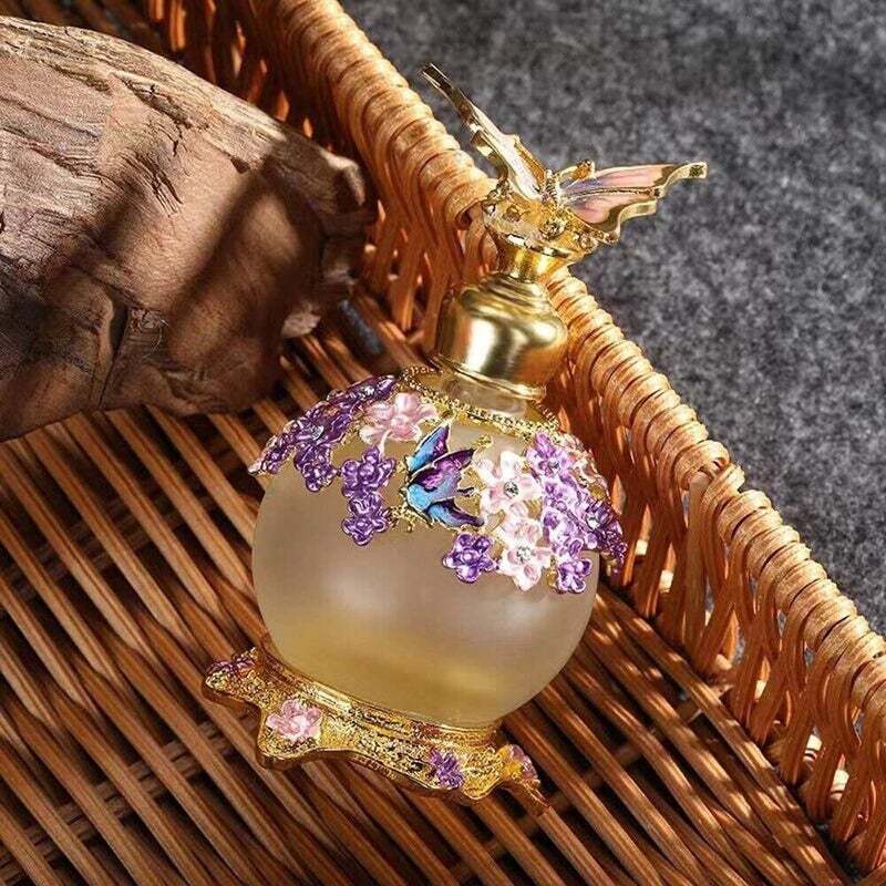 TEAMWILL زجاجة عطر بنفسجي قديم 25 مل على شكل فراشة للسيدات، زجاجة زيت أساسية قابلة لإعادة الاستخدام للزينة - Image 3