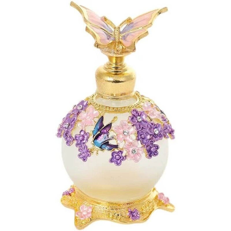 TEAMWILL زجاجة عطر بنفسجي قديم 25 مل على شكل فراشة للسيدات، زجاجة زيت أساسية قابلة لإعادة الاستخدام للزينة - Image 2