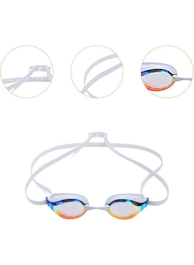 arena Swimming goggles with mirrored lenses and 3 adjustable nose bridge sizes, white - Image 1