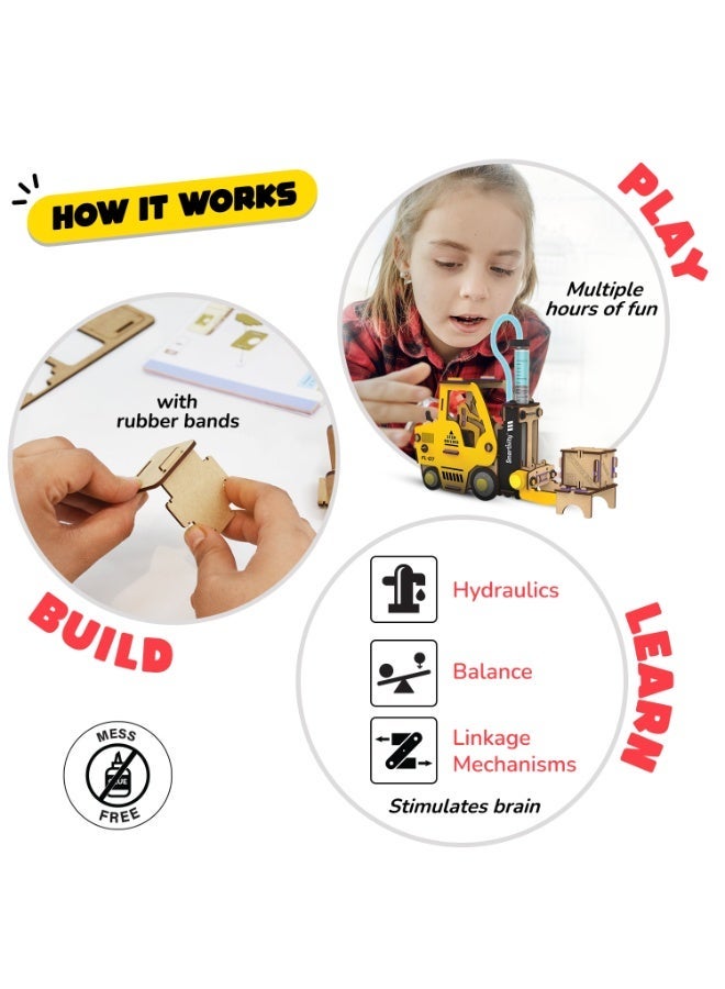 Smartivity Hydraulic Forklift DIY STEM Educational Toy Kit for Kids | Wooden Learning Toy | Build & Play | Gift for Boys & Girls - Image 3