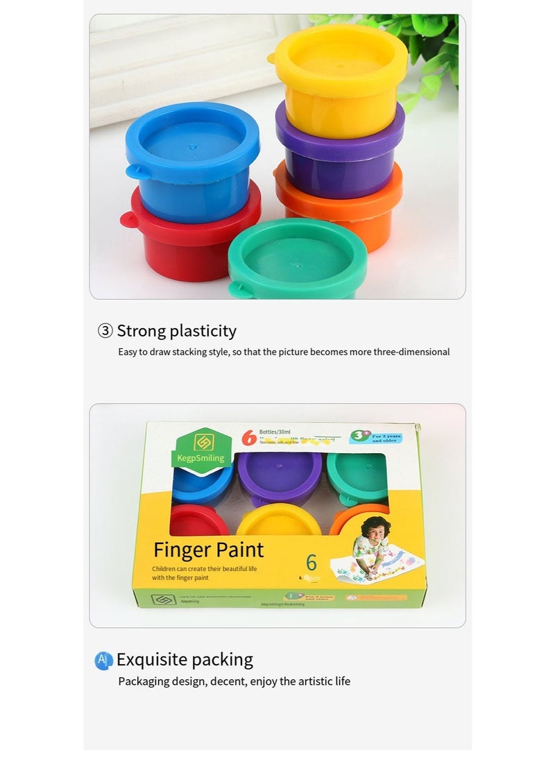 Keep Smiling 6-Color Finger Paint Set, 30ml Bottles – Non-Toxic & Washable for Kids - Image 5