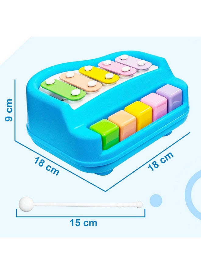 VGRASSP 2 in 1 Small Xylophone and Piano Toy for Kids with Colorful Keys and Drum Sticks - Musical Instrument Toy for Baby and Toddlers - Blue - Image 3