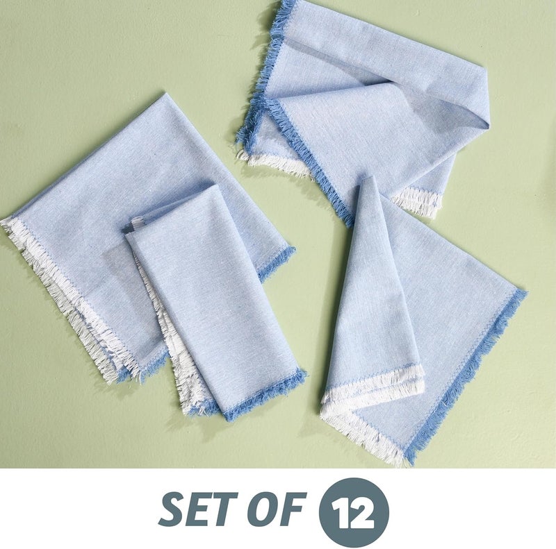 Folkulture Cloth Napkins Set of 12 Cotton  18 X 18 Dinner Napkin or Table Napkins for Parties  Decorative Napkin Washable for Guests  Reusable Linen Napkins for Home Dcor Aqua Blue - Image 4