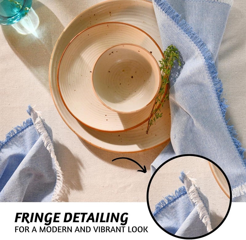 Folkulture Cloth Napkins Set of 12 Cotton  18 X 18 Dinner Napkin or Table Napkins for Parties  Decorative Napkin Washable for Guests  Reusable Linen Napkins for Home Dcor Aqua Blue - Image 5