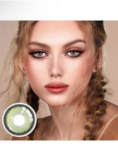 Unibling Dawn Green Yearly Colored Contact Lenses, Unisex Cosmetic Contact Lenses, Enlargement Collection, Dark Green, With Case  - Image 2