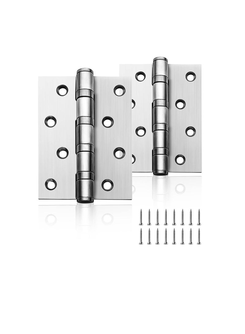 GOMETY Stainless Steel Door Hinges 4inches x 3inches with Soft Close Ball Bearing - Squared Conners - Brushed Finish (Pack of 2) - Image 1