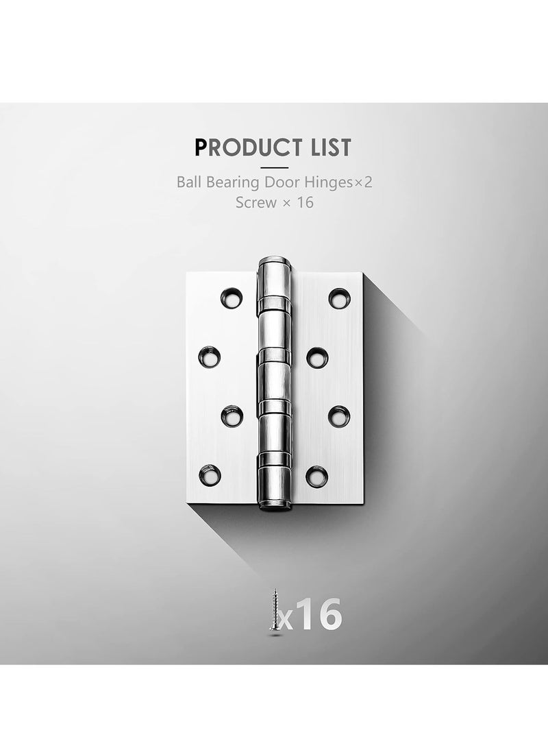 GOMETY Stainless Steel Door Hinges 4inches x 3inches with Soft Close Ball Bearing - Squared Conners - Brushed Finish (Pack of 2) - Image 4