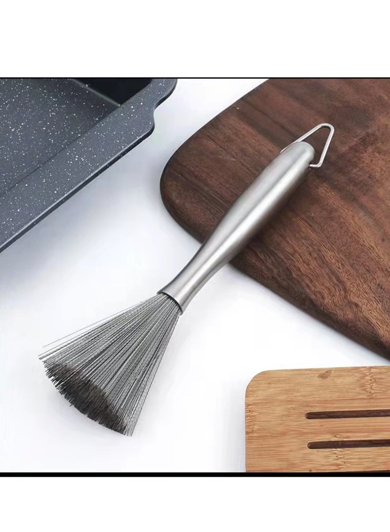 304 stainless steel pot brush kitchen specific long handle brush steel wire cleaning brush for pot brushing - Image 2