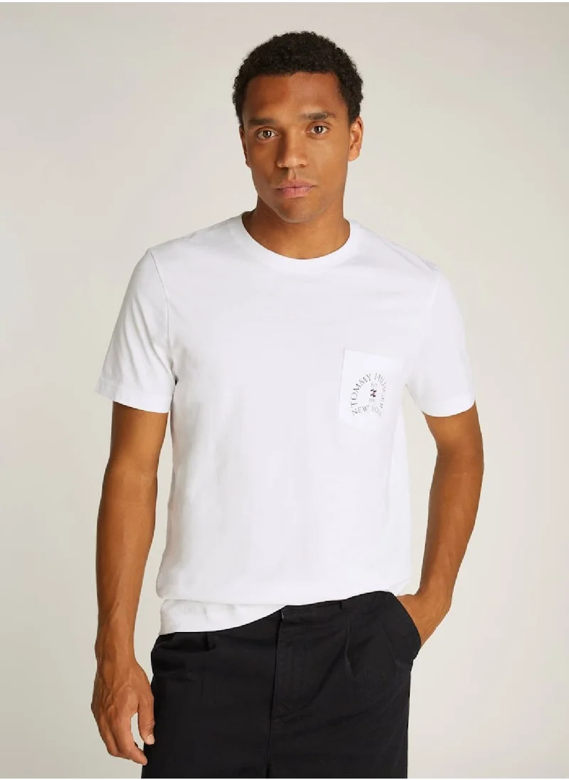 TOMMY HILFIGER Men's Arch Pocket T-Shirt - Cotton, White