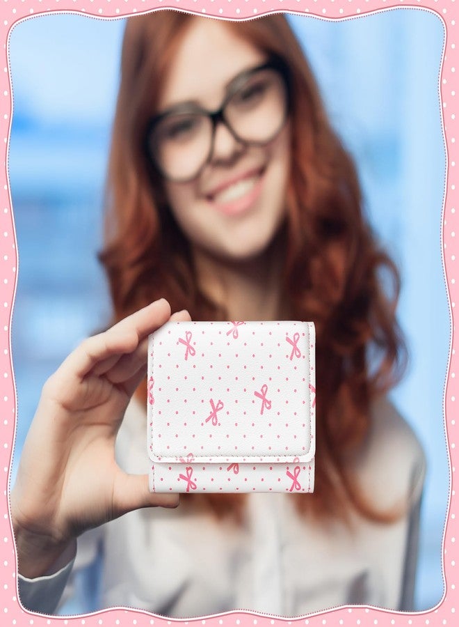 Abbylike Cute Preppy Wallet Pink Bow Trifold Around Wallet Coquette Leather Cardholder ID Purse Window Purse for Women - Image 5
