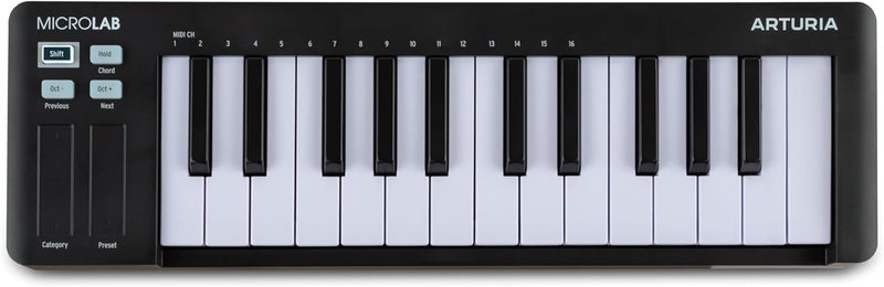 Arturia MicroLab mk3 Compact Touch Dynamic MIDI Controller Keyboard with 25 Keys, Dual Touch Strips, Chord Mode, Sustained Pedal Input - Black - Image 1