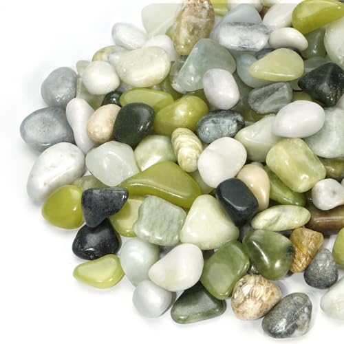 RUOJAS 22 lb Jade Pebbles for Indoor Plants 12 Inch Polished Decorative Pebbles for Vase Bamboo Succulent Garden Landscape Decoration River Stone - Image 1