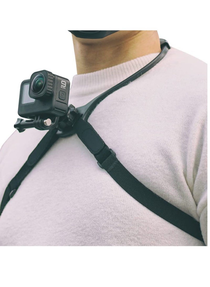 Captaintech SYOSI Neck Holder Mount for Gopro Chest Strap Mount Harness Compatible for GoPro Hero 11 10 9 8 7 6 5 Black DJI Osmo Action 3 2 Insta 360 ONE R and Most Action Cameras - Image 1