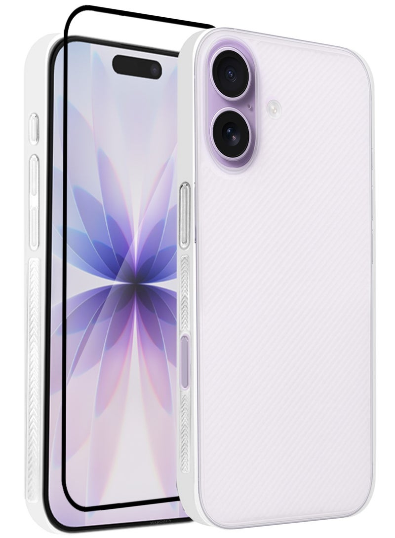 2 Packs Case Cover for iPhone 17 - Sturdy Durable Ultra-Thin Case - Air Skin Line Design Transparent Back Cover - Drop Protection Cover with 3D Screen Protector - White - Image 1